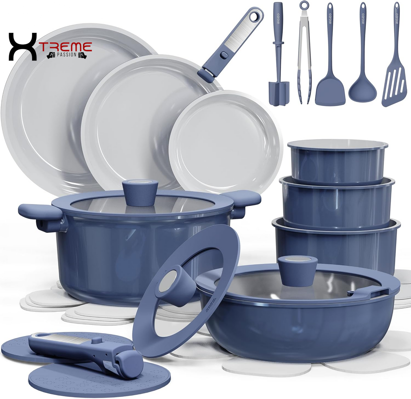 Elevate Your Culinary Skills with the 27-Piece Eco-Friendly Nonstick Ceramic Cookware Set in Stylish Green - Perfect for Home, RV, and Camping!
