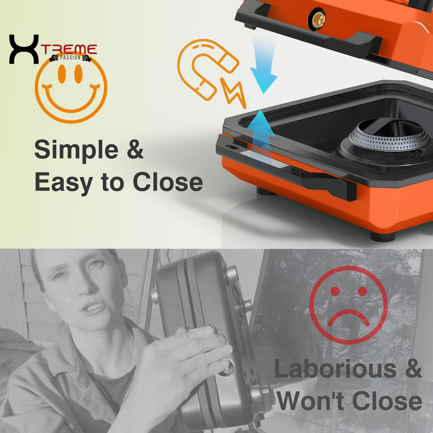 Portable 2-Burner Camping Stove with Windshield - 20000 BTU Propane Camp Stove, Includes Frying Pan, Coffee Stand & Carry Bag - Essential Outdoor Gear in Vibrant Orange