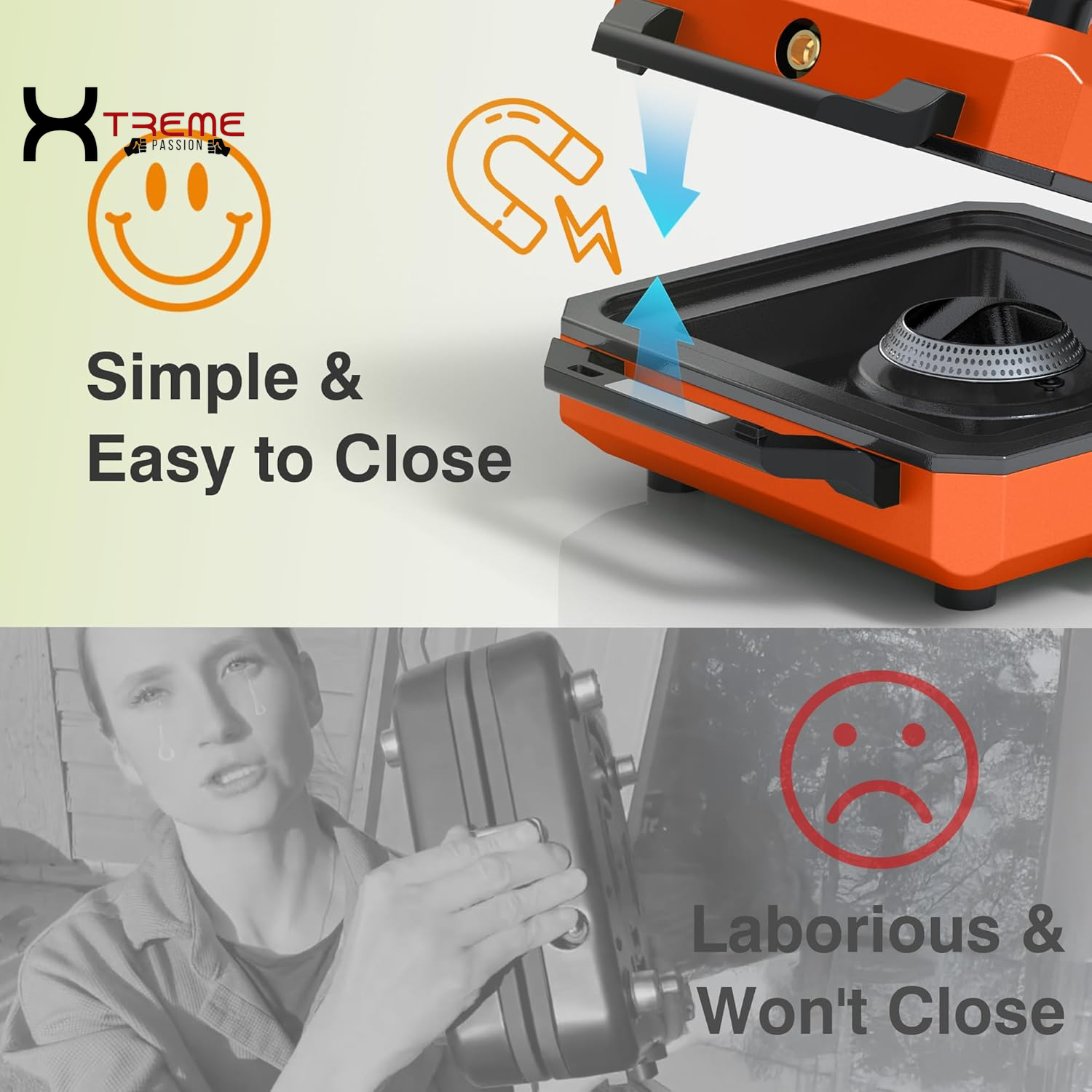 Portable 2-Burner Camping Stove with Windshield - 20000 BTU Propane Camp Stove, Includes Frying Pan, Coffee Stand & Carry Bag - Essential Outdoor Gear in Vibrant Orange