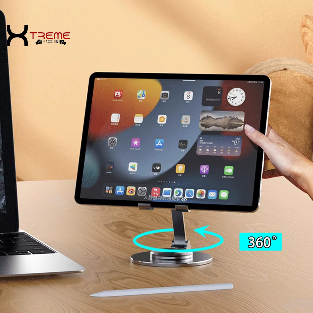 Revolutionary 360° Rotating Metal Desk Phone Holder Stand - Elevate Your iPhone, Smartphone & Tablet Experience for Effortless Viewing and Reading