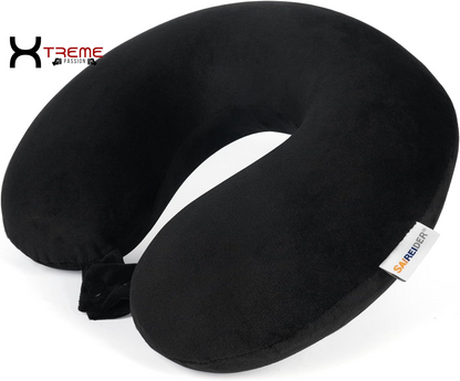 Experience Unmatched Comfort with Our 100% Pure Memory Foam Travel Neck Pillow - Perfect for Airplane, Car, Home & Office with Easy-to-Clean Washable Cover in Black