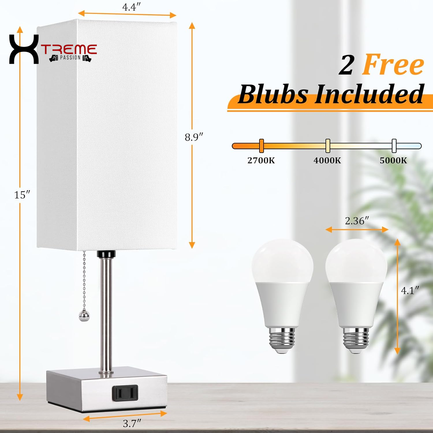 Elevate Your Space with the Modern Touch Control Bedside Lamp - 3-Way Dimmable, USB Ports & AC Outlet, Featuring a Chic White Fabric Shade