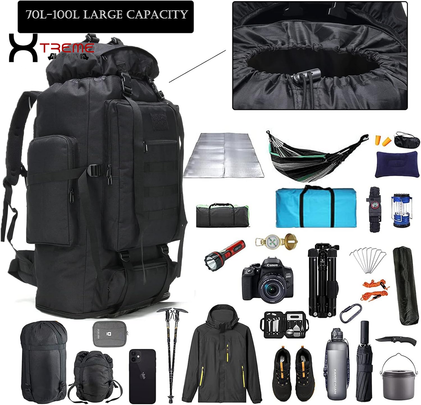 Ultimate 70L/100L Military Hiking Backpack - Rugged Molle Assault Pack for 3-Day Adventures