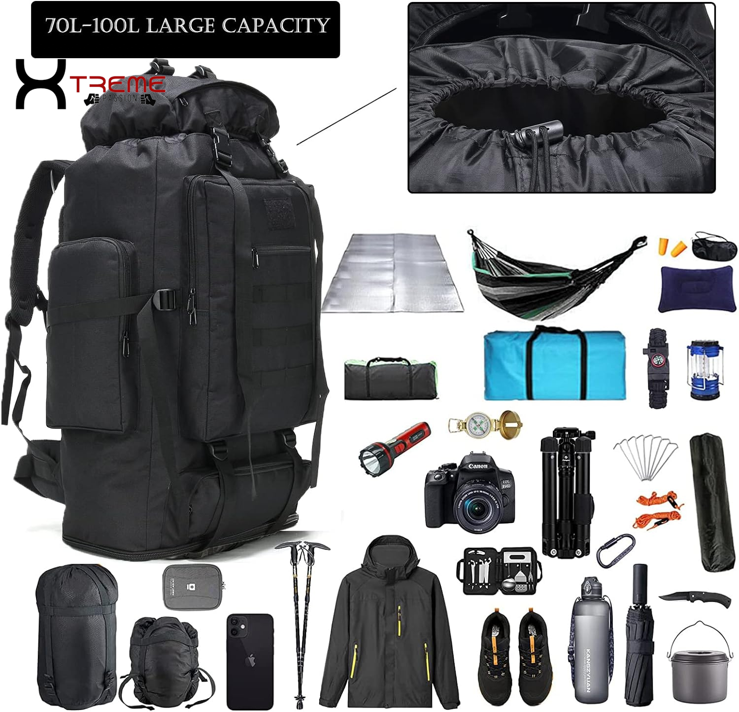 Ultimate 70L/100L Military Hiking Backpack - Rugged Molle Assault Pack for 3-Day Adventures