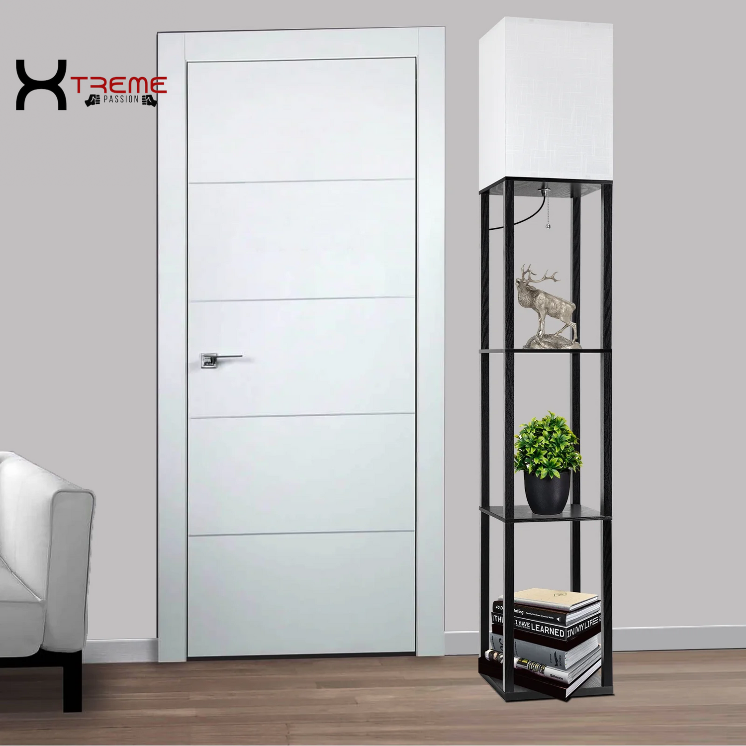 Elevate Your Space with the Modern 63" Black Wood Shelf Floor Lamp - Stylish Lighting & Practical Storage for Any Room