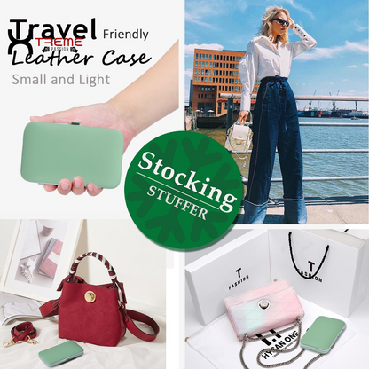 Elevate Your Grooming Routine with the Premium 10-in-1 Jade Green Stainless Steel Manicure Set - Complete Nail Care Kit for Men and Women in a Stylish Leather Case