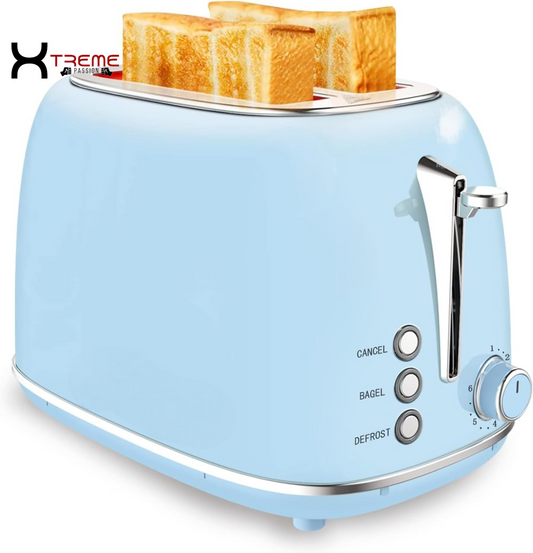 Stylish Deep Blue Compact 2-Slice Toaster with 6 Browning Settings, Bagel & Defrost Functions, and Removable Crumb Tray - Perfect for Every Kitchen!