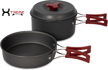 Ultimate 24-Piece Lightweight Camping Cookware Set for Family Adventures – Includes Kettle, Pots, Frying Pan, Bowls, Plates, and Spoon!