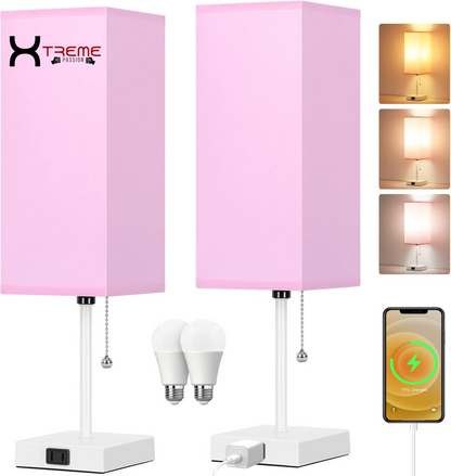 Elevate Your Space with the Modern Touch Control Bedside Lamp - 3-Way Dimmable, USB Ports & AC Outlet, Featuring a Chic White Fabric Shade