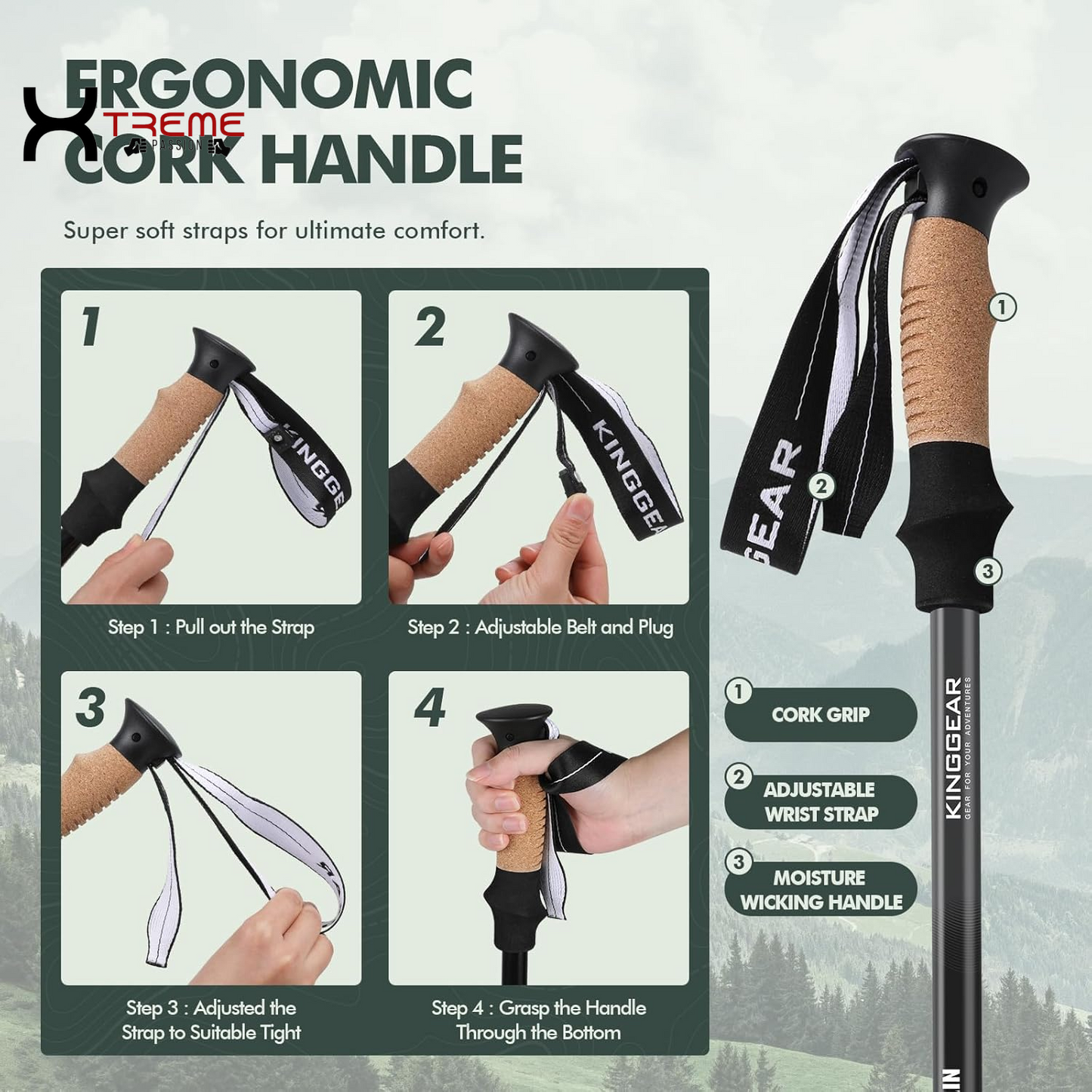 XtremePassion Ultra-Light Professional Hiking Poles - Adventure Ready