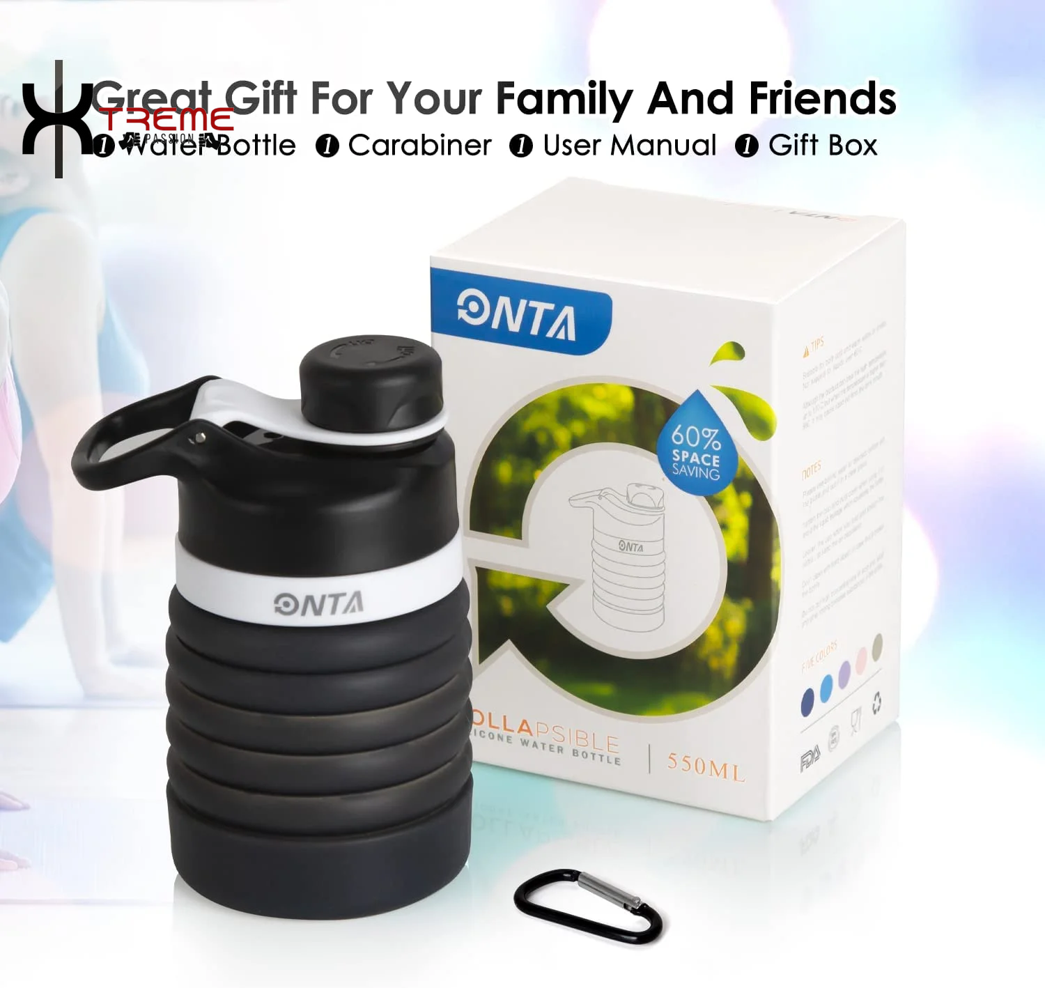 Discover the Ultimate 20Oz Collapsible Water Bottle - BPA-Free Silicone, Leak-Proof & Travel-Friendly in Sleek Black