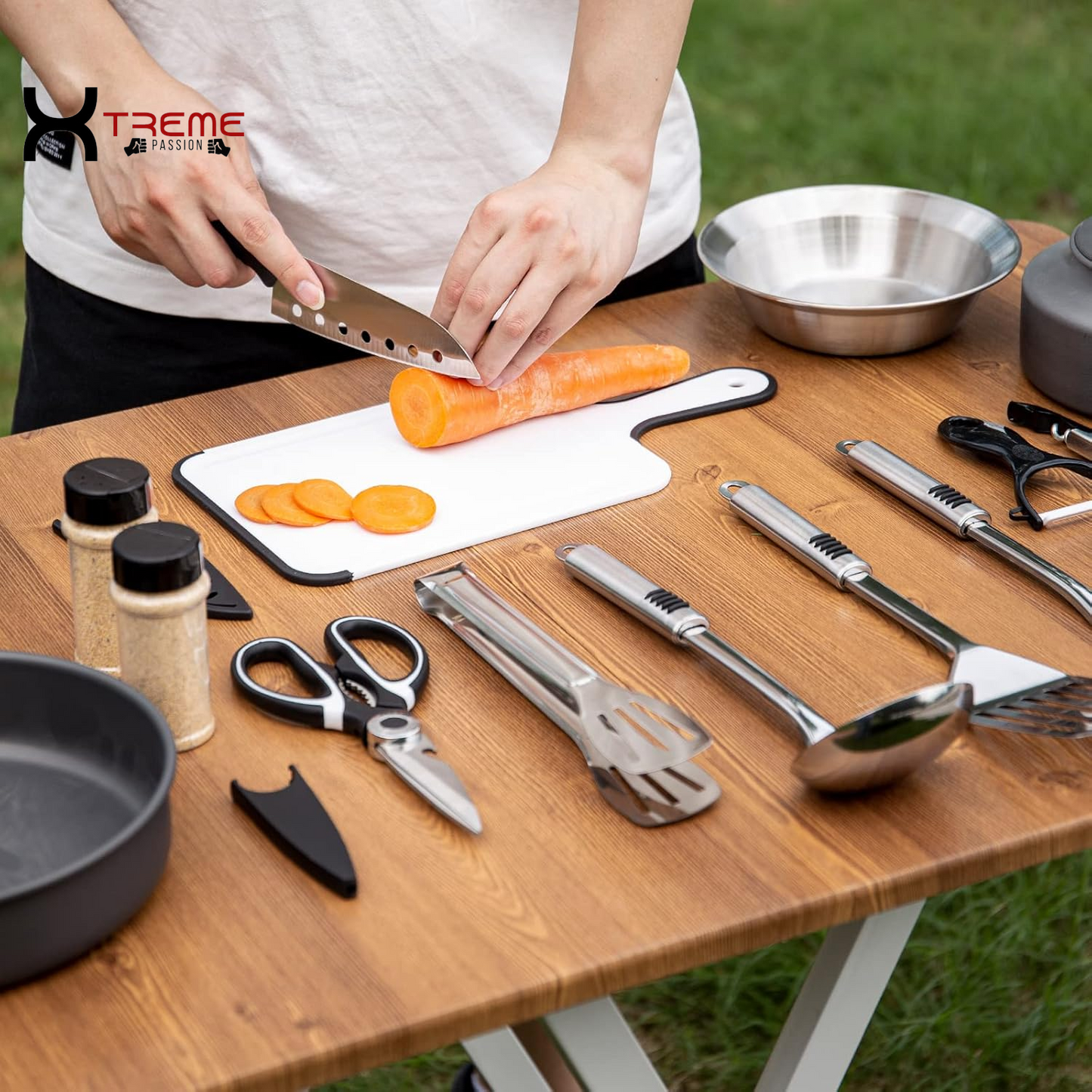 Ultimate 14-Piece Stainless Steel Camping Cooking Set - Your Complete Outdoor Kitchen Companion with Portable Storage Bag for Grilling, BBQ, and Adventure Cooking!