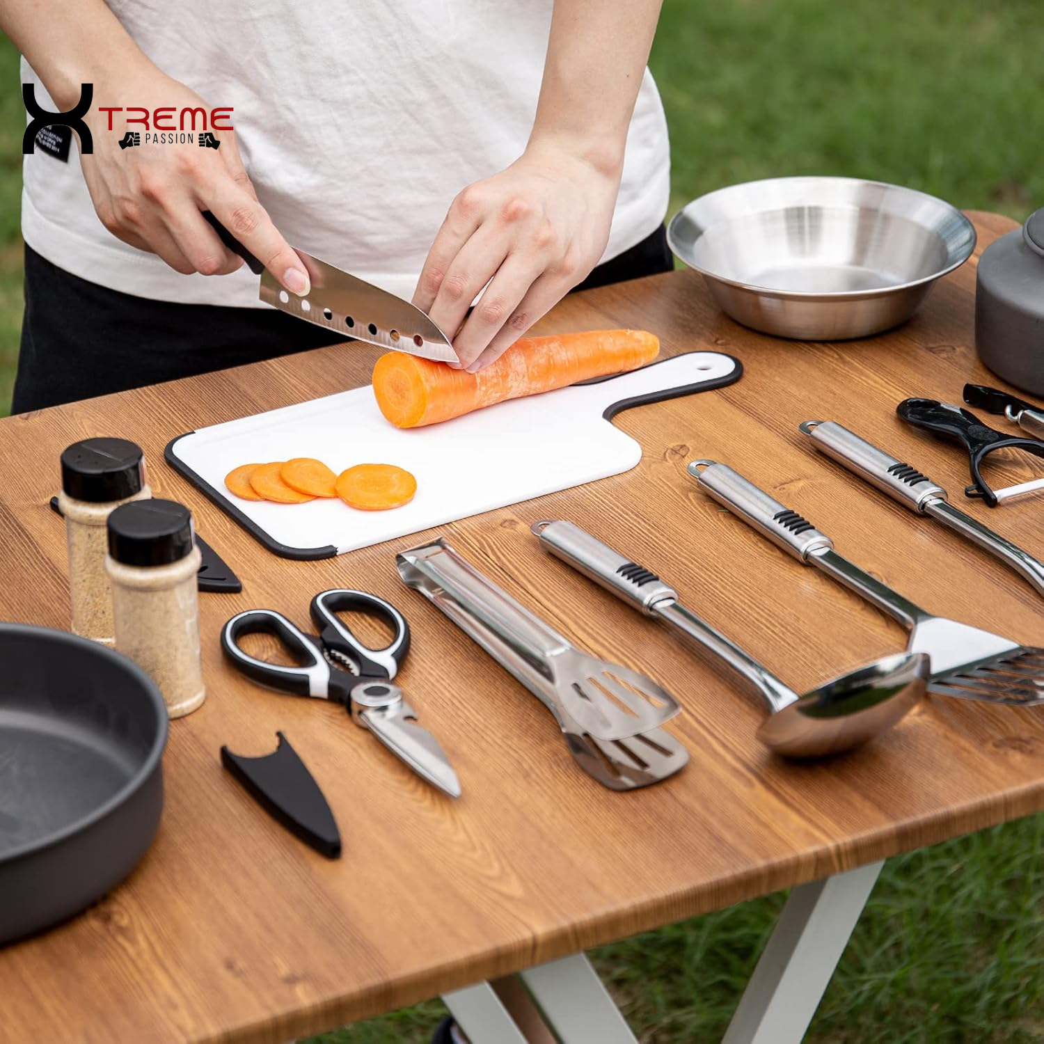 Ultimate 14-Piece Stainless Steel Camping Cooking Set - Your Complete Outdoor Kitchen Companion with Portable Storage Bag for Grilling, BBQ, and Adventure Cooking!