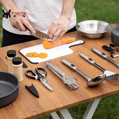 Ultimate 14-Piece Stainless Steel Camping Cooking Set - Your Complete Outdoor Kitchen Companion with Portable Storage Bag for Grilling, BBQ, and Adventure Cooking!