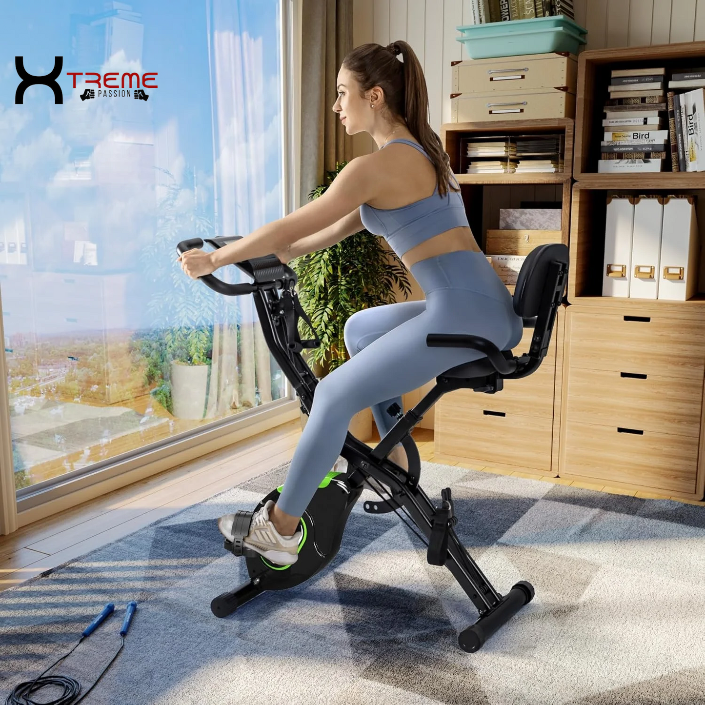 5-in-1 Folding Exercise Bike - Magnetic Upright Indoor Cycling Bike for Home & Office Workouts, 330LB Capacity