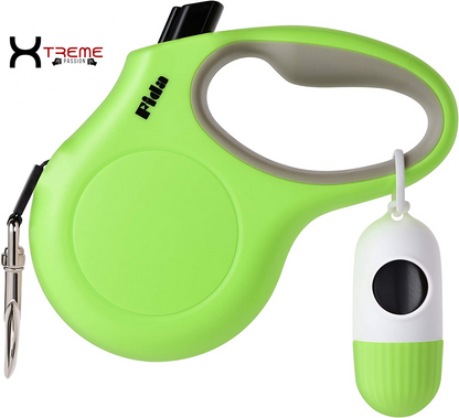 Ultimate 16 Ft Retractable Dog Leash with Poop Bag Dispenser - Tangle-Free & Anti-Slip Handle for Large Dogs Up to 110 Lbs - Reflective Nylon in Navy Blue