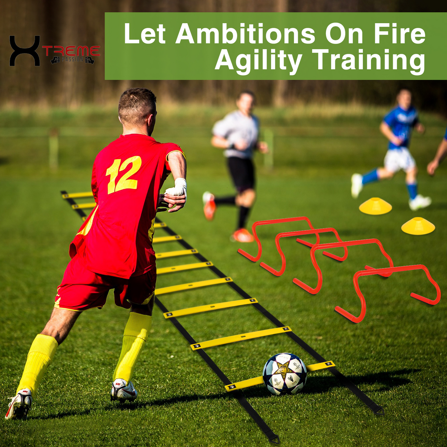 Transform Your Training with the 20Ft Adjustable Agility Ladder Set - Boost Speed and Coordination with Vibrant Yellow Straps