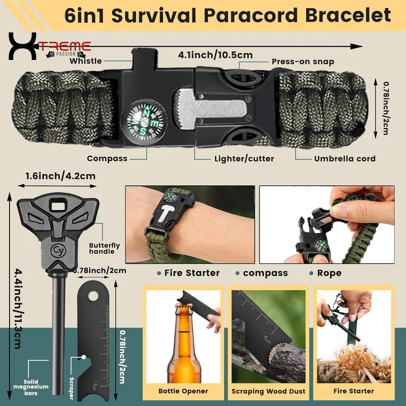 35-in-1 Ultimate Survival Kit - Essential Emergency Gear for Camping, Fishing, and Hunting - Perfect Gift for Men!