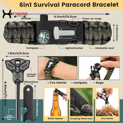 35-in-1 Ultimate Survival Kit - Essential Emergency Gear for Camping, Fishing, and Hunting - Perfect Gift for Men!