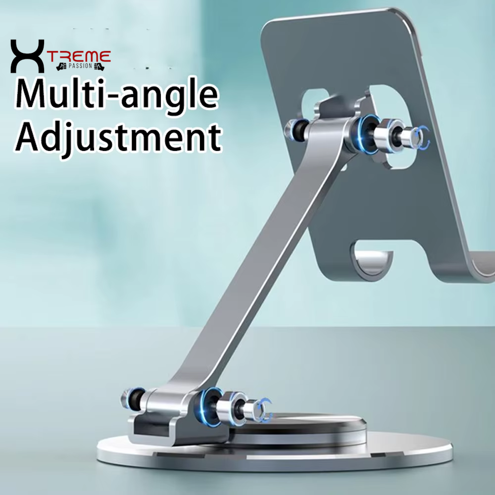 Revolutionary 360° Rotating Metal Desk Phone Holder Stand - Elevate Your iPhone, Smartphone & Tablet Experience for Effortless Viewing and Reading