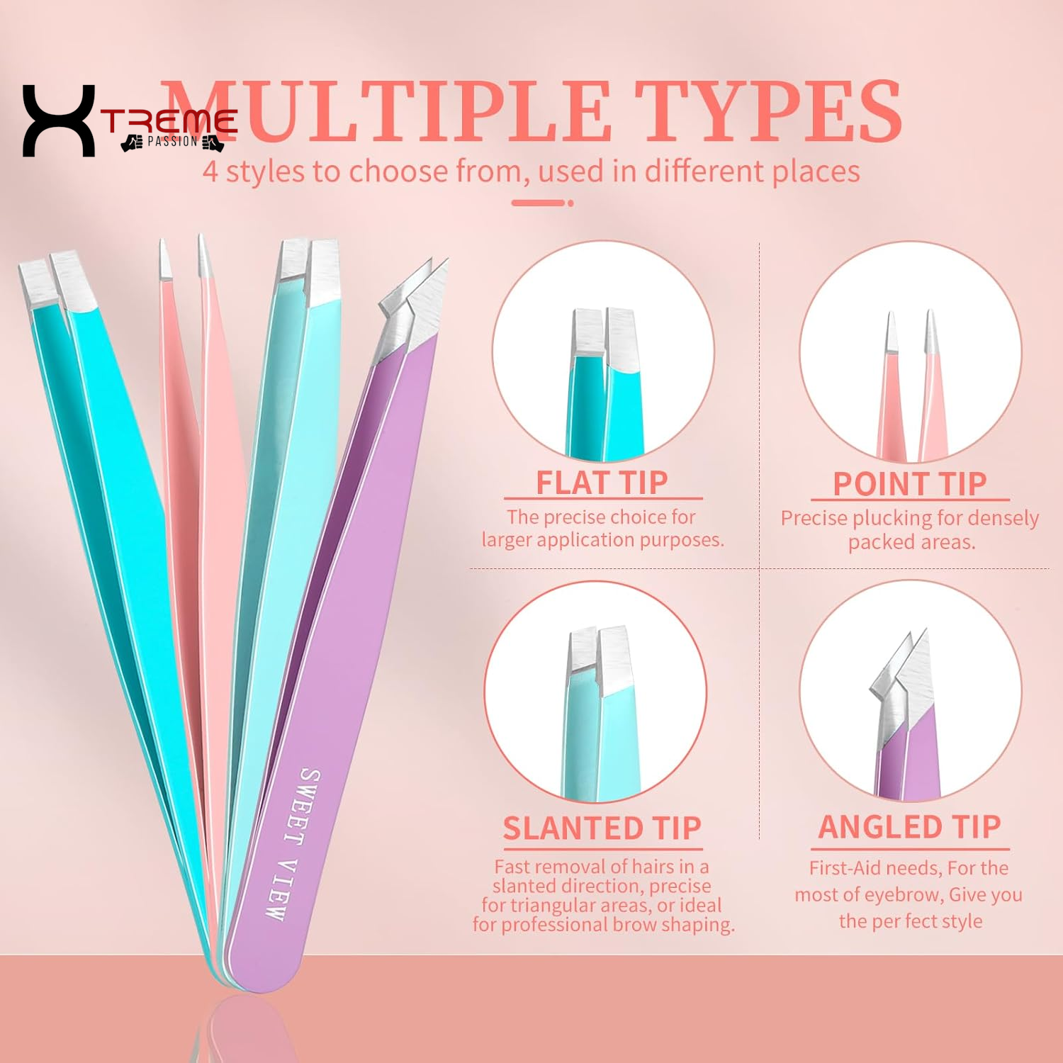 Ultimate 7-Piece Eyebrow Tweezers Kit for Women - Precision Plucker Set with Scissors, Razor & Spoolie for Flawless Facial Grooming