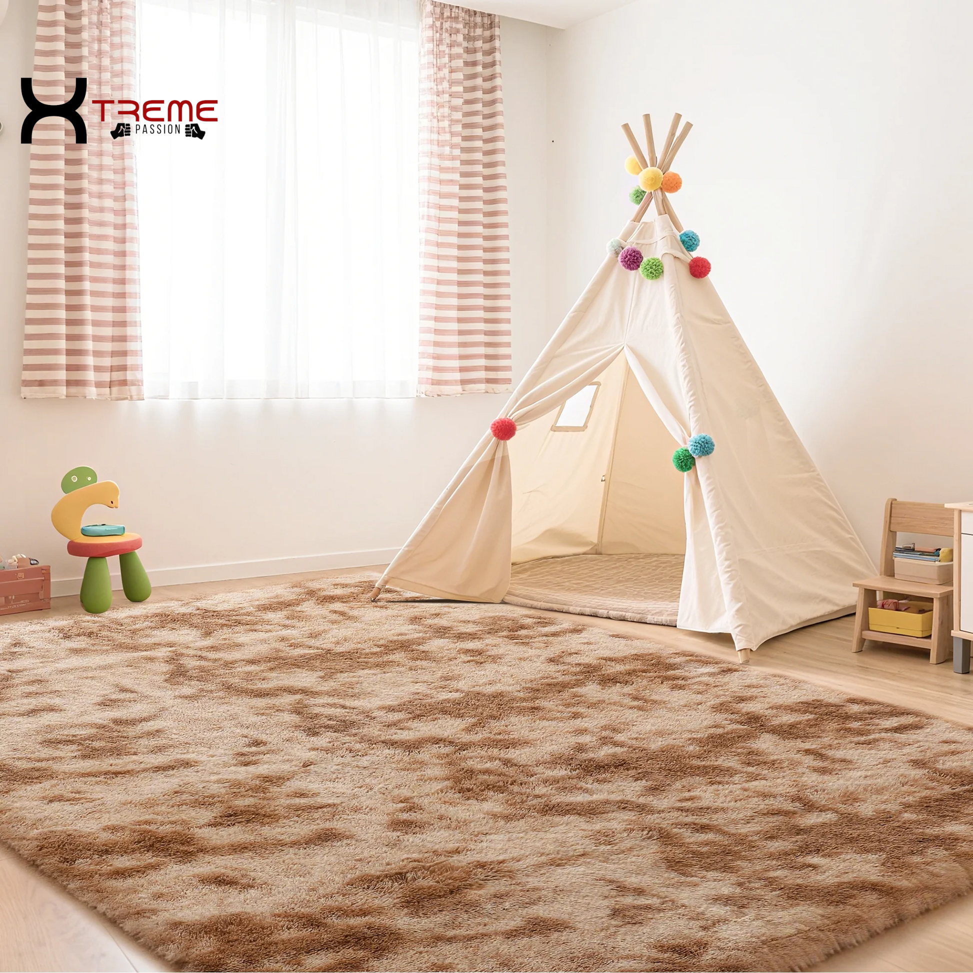 Indulge in Luxury with Our 8x10 Soft Fluffy Camel Area Rug - Perfect for Modern Living Spaces!