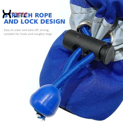 4Pcs Waterproof Pet Dog Shoes - Anti-Slip Rain Boots for Small Dogs & Cats - Stylish Blue Booties for Paws