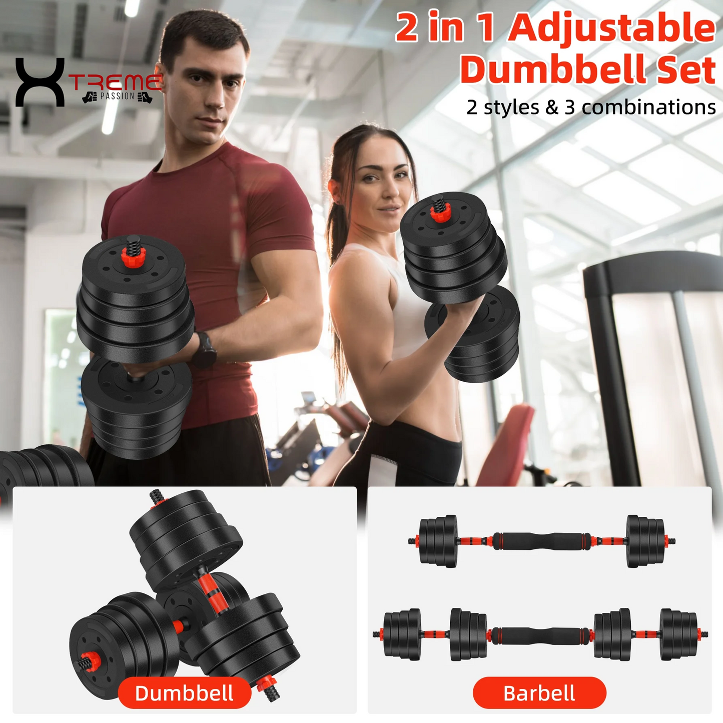 Transform Your Home Workouts with the 66 LBS Adjustable Dumbbell Set – Ultimate Versatility and Sleek Design for All Fitness Levels