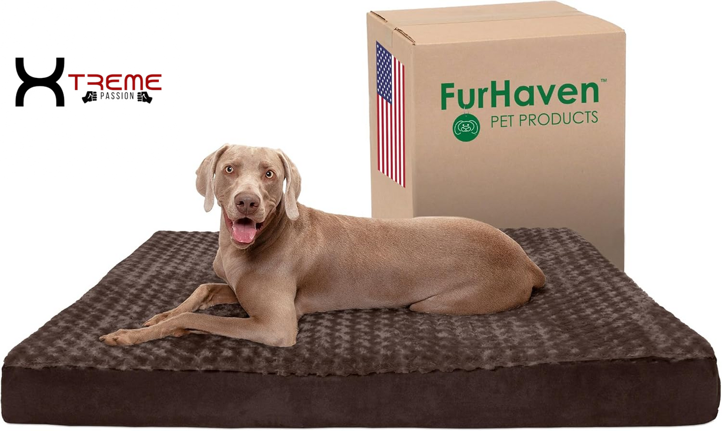 Ultimate Comfort for Your Furry Friend: Large Cooling Gel Dog Bed with Removable Washable Cover - Cozy Berber & Suede Top for Medium to Large Dogs Up to 55 lbs in Stylish Espresso